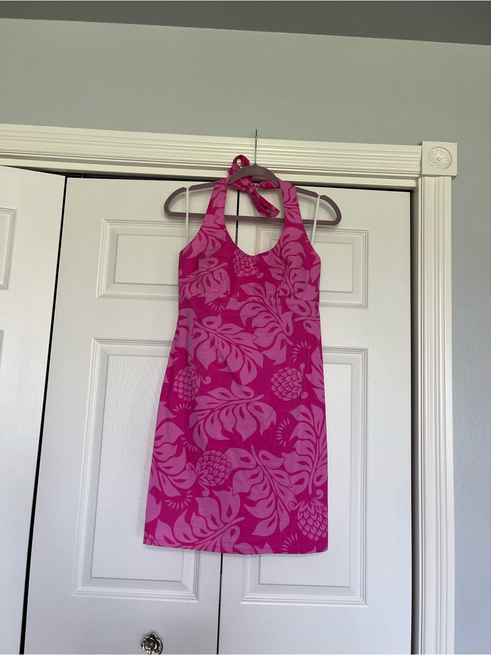 Vintage Roxy Pink Tropical Halter Dress